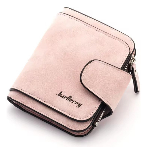 Billetera Plegable De Cuero Cartera Con Cremallera De Mujer