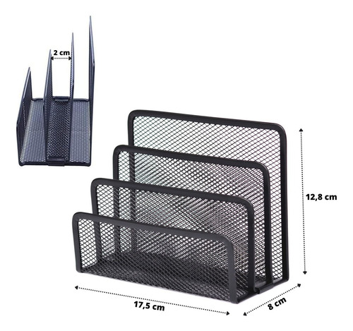 Organizador De Metal De Papéis Para Mesa Com 3 Divisões