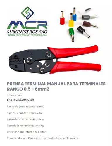 Prensa Terminal Manual Aislado, Tubular Y Estañado 0.5 - 6Mm2