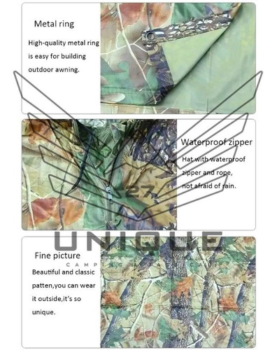 Imagen 6 de 10 de Poncho Capa Impermeable Lluvia 3 En 1 Tienda Militar Camping