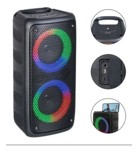 Caixa De Som Portátil Karaokê Kts 1266 Luz Rgb, Bluetooth! Cor Preto 110V