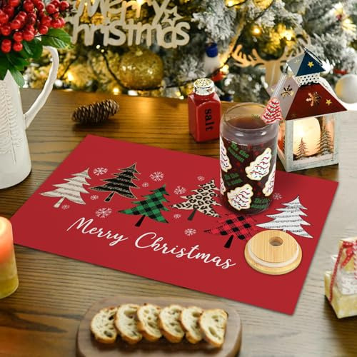 Juego De 6 Manteles Individuales De Árbol De Navidad Dazong