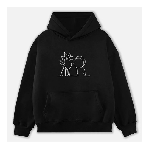 Buzo Canguro Algodón Hoodie Rick & Morty Diseño Lineas 02