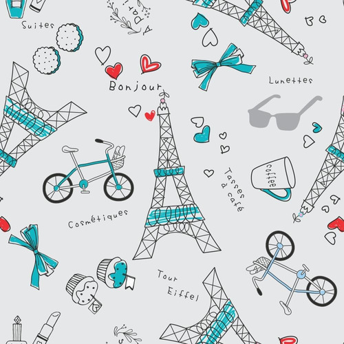 Papel Parede Torre Eiffel Tiffany Quarto Rolo 10 Mts Adesivo