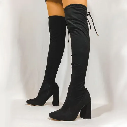 Bota Cano Alto Feminina Salto Grosso Over Knee Montaria