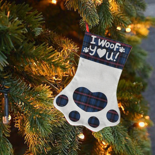 Calcetín Navideño Con Estampado De Pata Calcetín Con Estampa