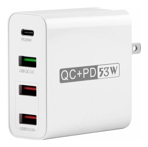 Cargador Usb C De 53 W Con 4 Puertos Usb De Carga, Carga Rpi