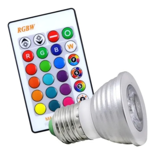 Foco Led Rgbw 3w Con Control Remoto E27