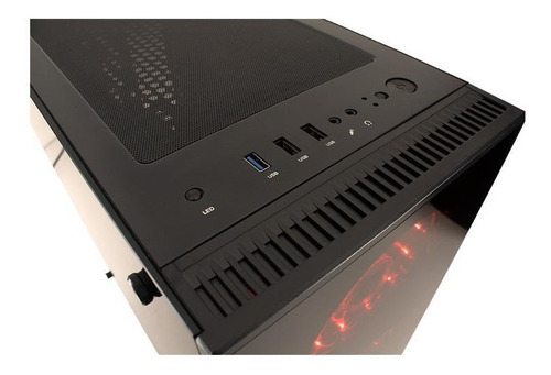 Gabinete Noganet Stormer Gamer Fuente 600w Luces Led Rojo