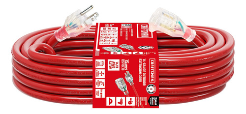 Cable De Extensión Resistente Al Agua 15a Iluminado 3 Puntas