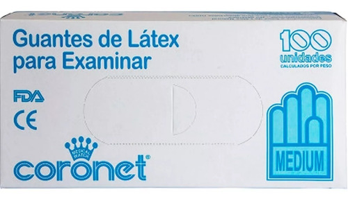 Guantes Latex Examinar Coronet Seiseme Medium X 100 Unidades