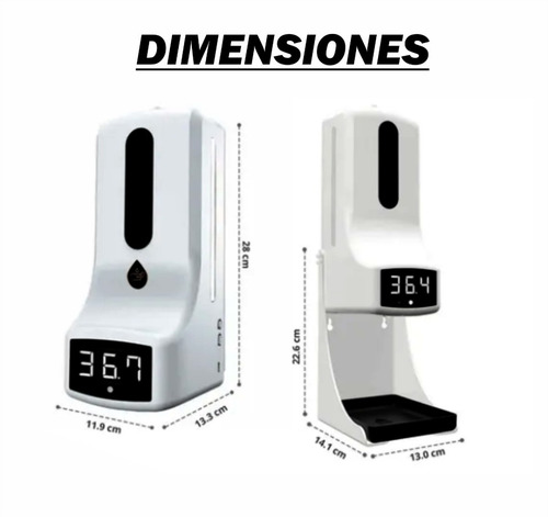 Imagen 4 de 8 de Termómetro Y Dispensador De Alcohol Gel Auto K9