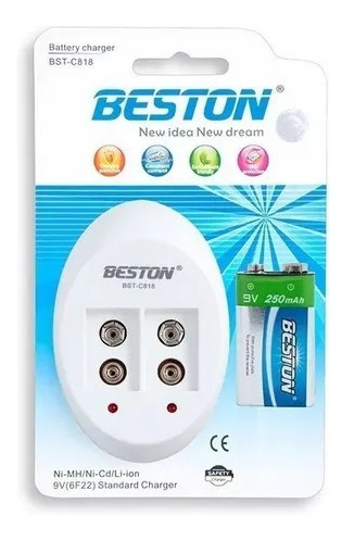 Imagen 2 de 4 de Batería 9 Voltios 250mah+ Cargador 2 Puertos Beston Bst-c818