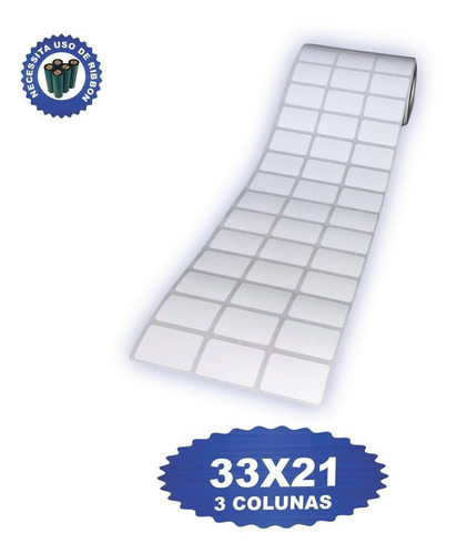Kit 20 Rls Etiqueta Adesiva 33x21mm 3 Colunas Couche