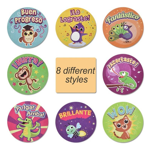 Rollo Stickers Animalitos Palabras Motivacion Escolares