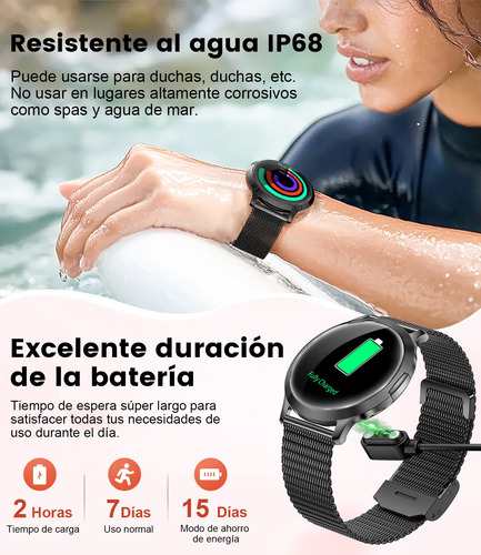 Lige Reloj Inteligente Mujer 1.43'' Amoled Llamada Bluetooth 100+ Modos Deportivos,monitoreo Menstrua Fv16-c Negra