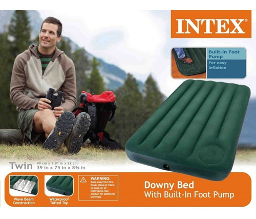 Imagen 3 de 5 de Colchon Inflable Intex 1 Plaza 99cm Ancho C/fuelle #66927