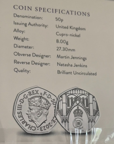Moeda 2023 50 Pence Coroação Rei Charles Iii Encarte Lacrado