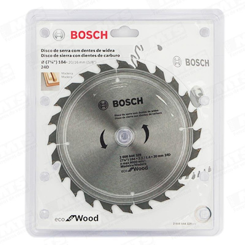 Disco Sierra Eco 184mm 71/4  X 24 Dientes Bosch