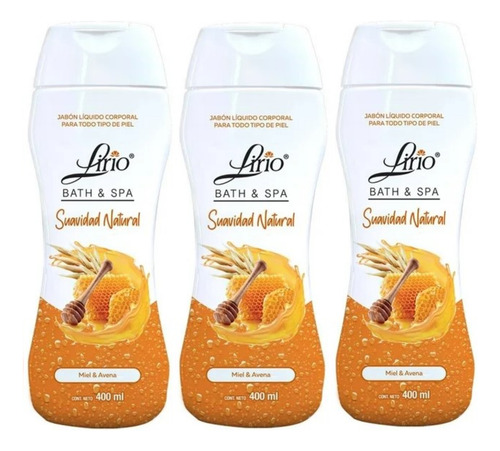 3 Jabón Líquido Corporal Lirio Suavidad Natural 400ml