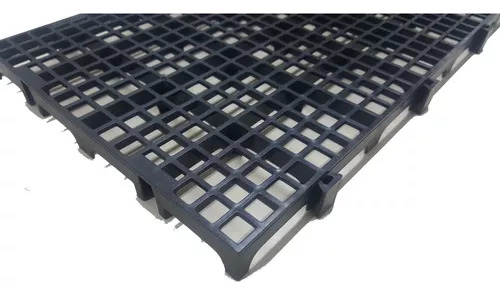 Kit 100 Peças Palete Estrado Piso Pallet Plástico Preto Resistente 50x25x2,5 Cm