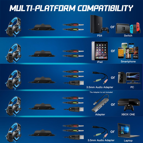 Euarne Auriculares Para Juegos Para Ps4, Xbox One, Ps5, Auri