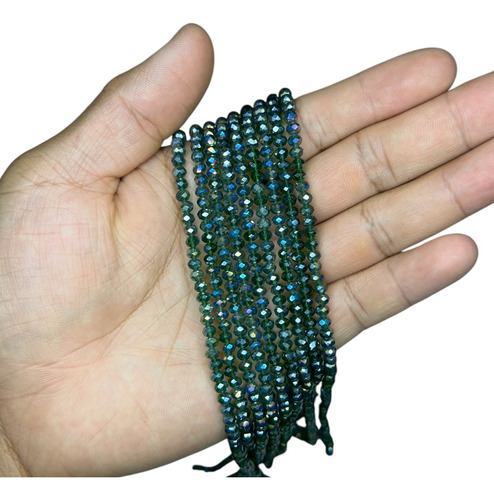 1 Tira Cristal Dona Facetado #4 Colores Bisutería Verde Botella
