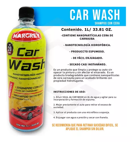 SHAMPOO CON CERA CARNAUBA 1L PARA AUTOS MARGREY – PuraBateria