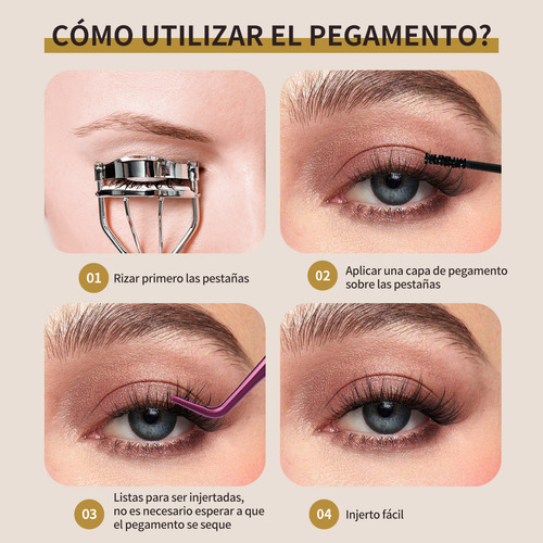 Blister Lashes Maquillaje Extensiones Pestañas+kit Pegamento Color Negro Tipo de curvatura C