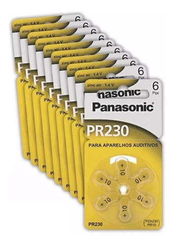 Pilha Auditiva Zinco Air Panasonic Pr230 5 Blister Com 6 Un.