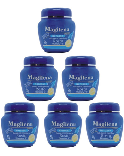 Magilena Creme Facial Noturno C/ Vitamina E 50g C/ 06un