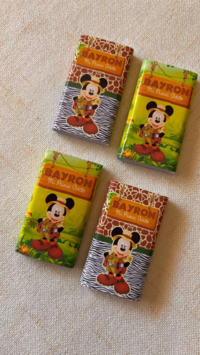 40 Golosinas Personalizadas Mickey Safari Candy Bar