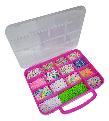 Kit De Miçangas Com Entremeio Perola Letra Maleta C/ 3000pcs Comprimento 250 Mm Cor Maleta De Perolas Completa Diâmetro 220 Mm