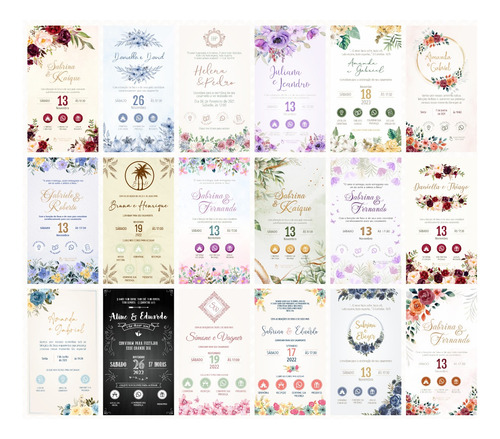 Convite Casamento Virtual Azul Amarelo Interativo Whats 50