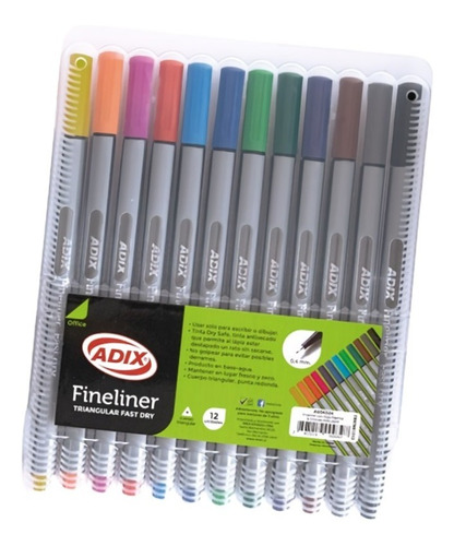 Fineliner C/caja Plástica 12 Colores