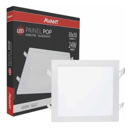 Kit 8x Painel Led Quadrado Embutir 24w Avant Branco Frio 110v/220v