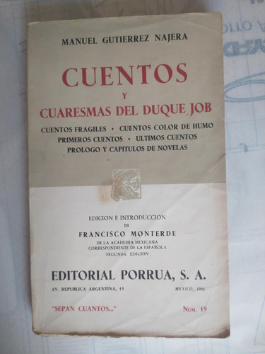 Cuentos Y Cuaresmas Del Duque Job - Manuel Gutiérrez Nájera