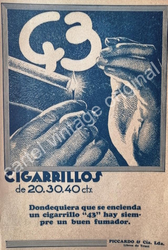 Cartel Retro Cigarros 43. Piccardo & Cia. 1927 4