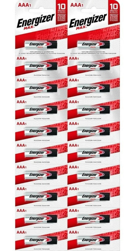 Pilas Alcalinas Energizer Max Aaa E92 Blister X20 Jmp