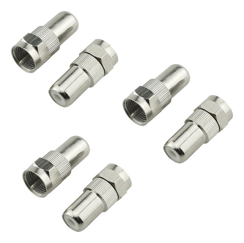 6 Unids Plata Tipo F Macho A Rca Hembra Rf Coaxial Conector