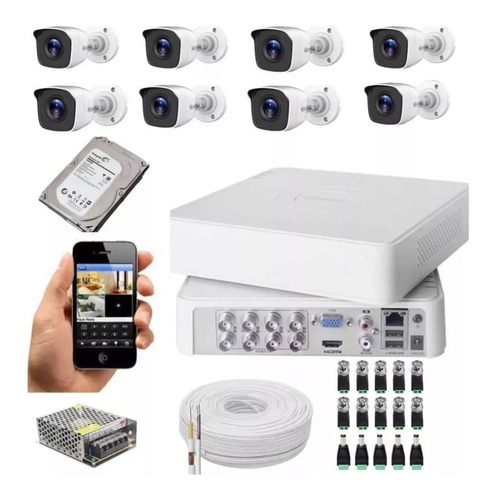 Kit 8 Câmeras Hikvision Full Hd Com Hd De 1 Tera