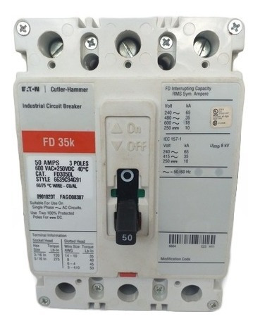 Breaker Trifasico 50amp Fd35k Eaton