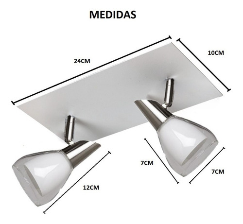 Imagen 2 de 7 de Aplique Spot 2 Luces Movil Negro - Blanco Vintage Apto Led