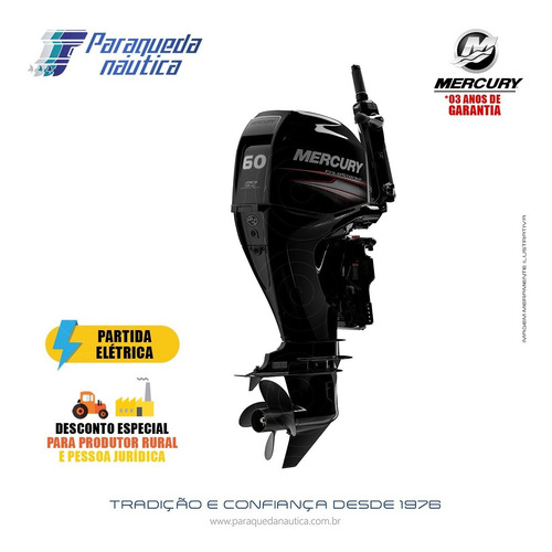 Motor De Popa Mercury 4 Tempos 60hp Elhpt Efi Ct Mid Tiller