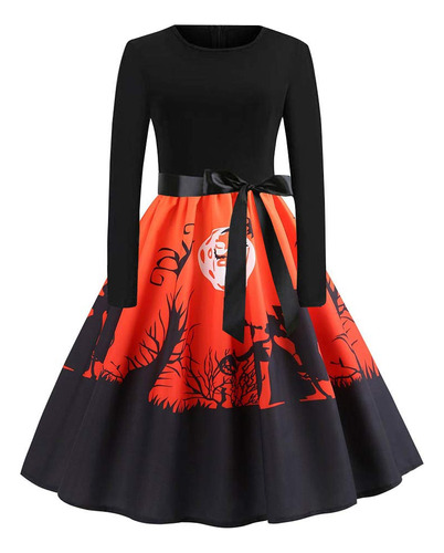 Vestido Baile Para Mujer Manga Larga Nota Musical Halloween