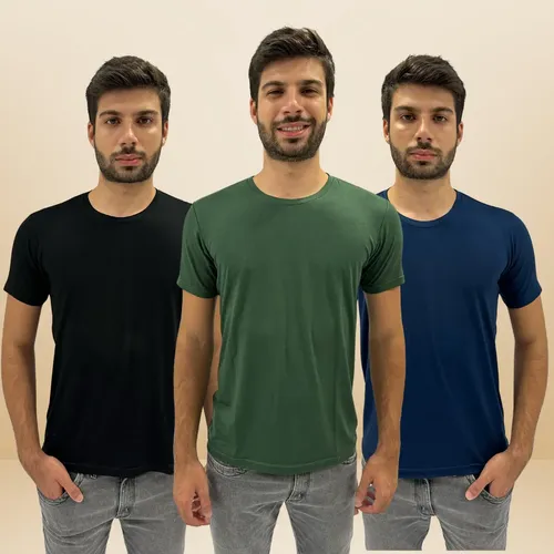 MLB 4086913715 Kit 3 Camisetas Masculina Tech Modal Premium Basica Conforto JM