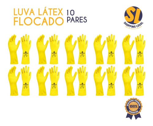 Imagem 2 de 8 de Luva Látex Epi Com Forro Amarela Tam M Deltaplus - Kit 10 Un
