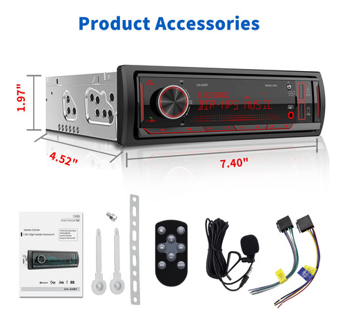 Receptor Estéreo Para Coche Stiflix Single Din Bluetooth Con