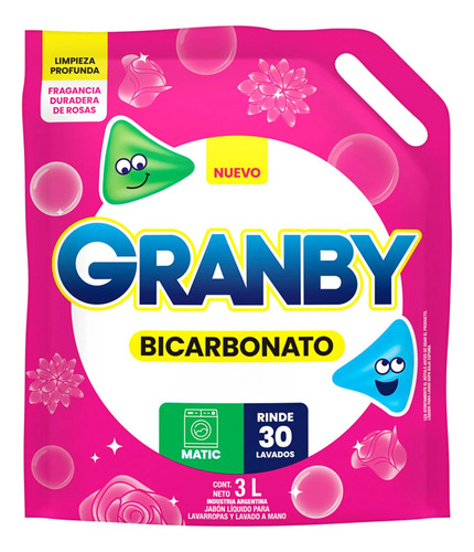 Jabon Liquido Granby Rosa 3 Doy Pack 3 Litros Pack 2 Unidade