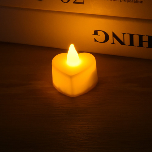 Lâmpadas De Vela Led Em Forma De Coração, Luz De Vela Amarel